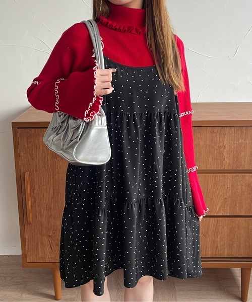 日本預訂 WINTER SALE KR 緞帶層疊迷你吊帶/束腰連身裙