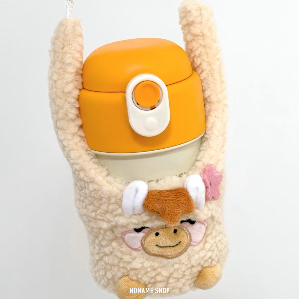 STARBUCKS 星巴克 馬上快樂系列 萌趣 可愛 高顏值 水杯 不銹鋼杯 毛絨杯套 350ML