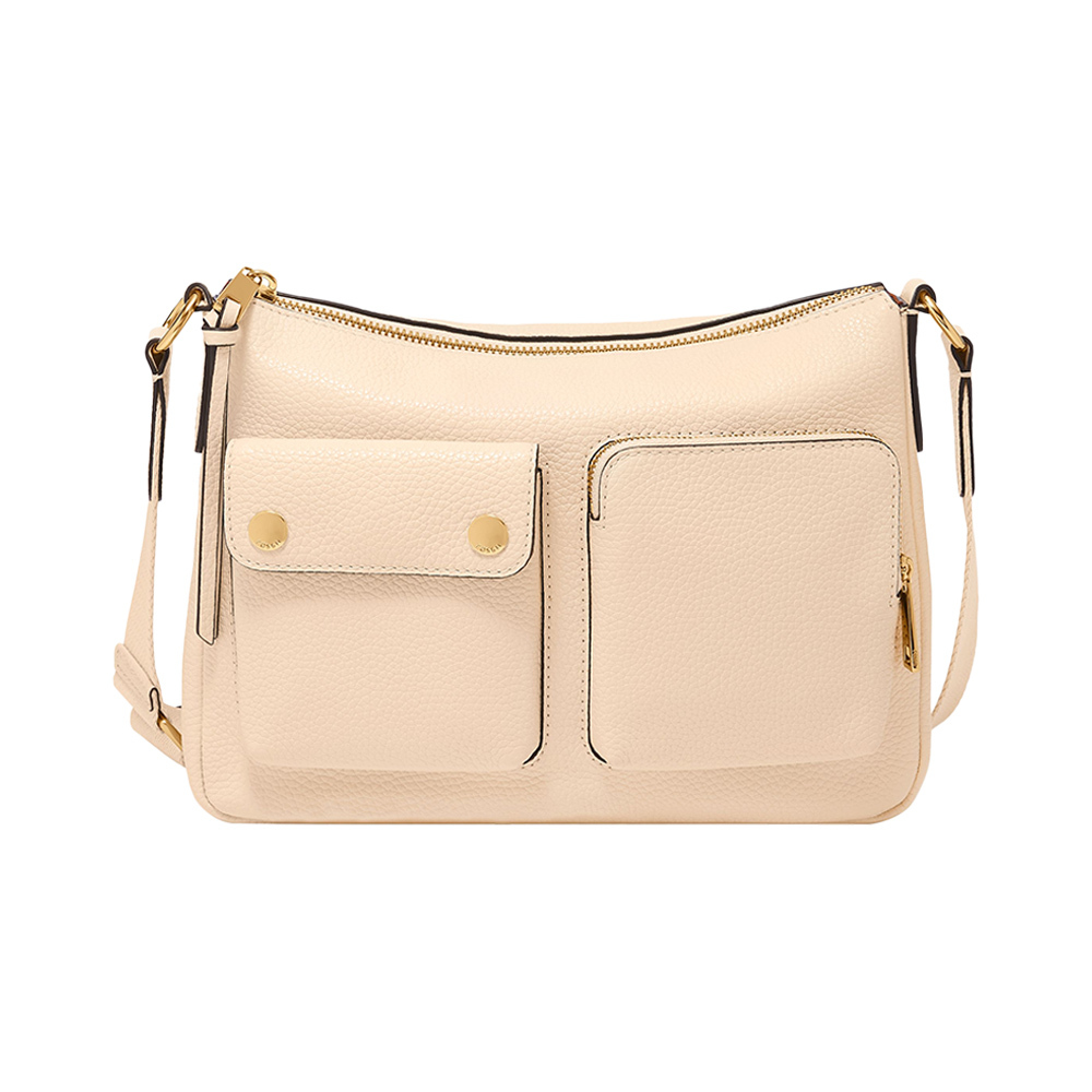 Maysen 真皮雙口袋 斜背包-白色 ZB11209120