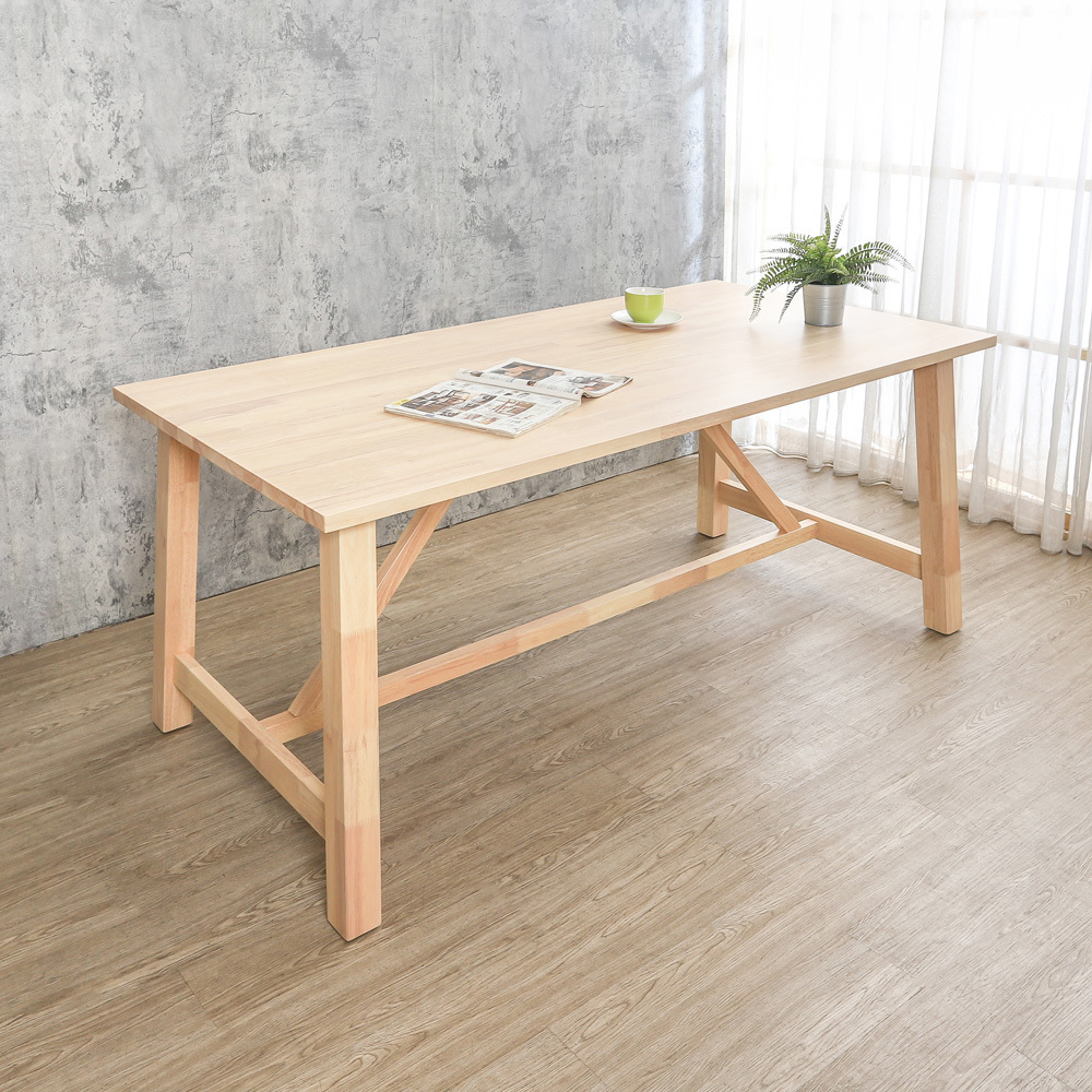 菲利6尺實木餐桌/工作桌-奶茶木紋色