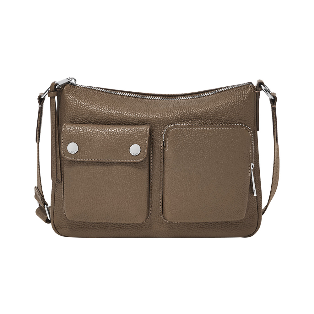 Maysen 真皮雙口袋 斜背包-灰色 ZB11209793