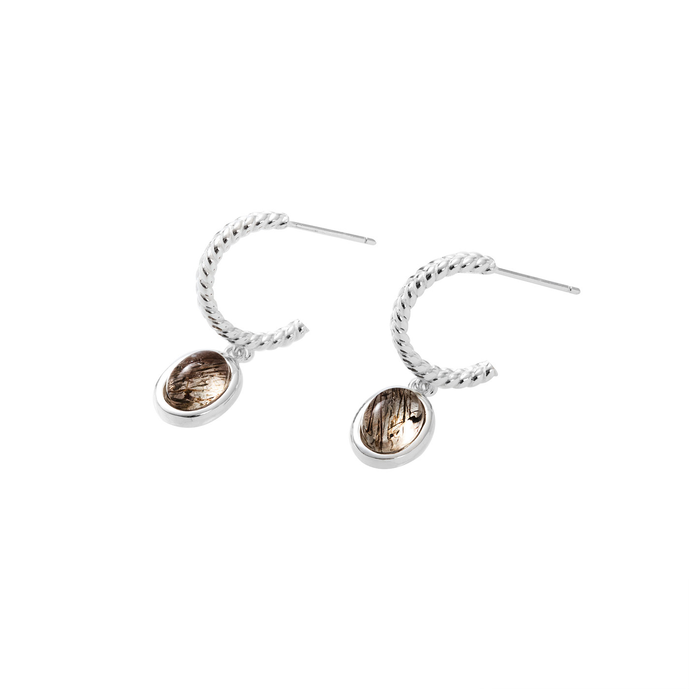 平價飾品,純銀,黑髮晶,耳環