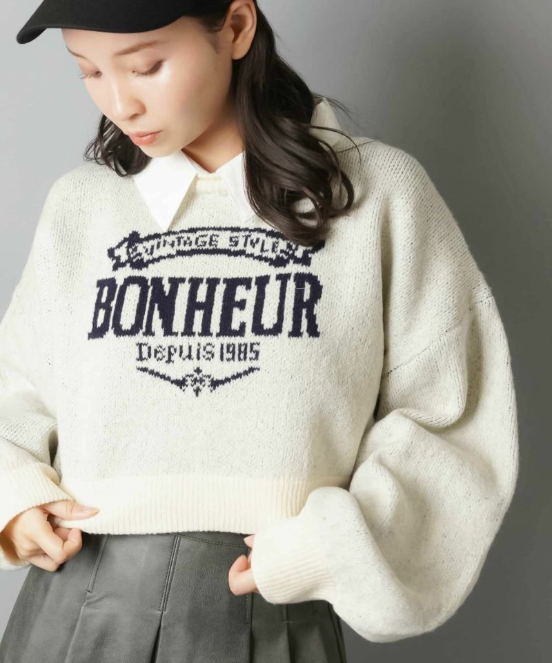 日本預訂 WINTER SALE SS 雙面穿疊層短款針織衫，附可拆式領子