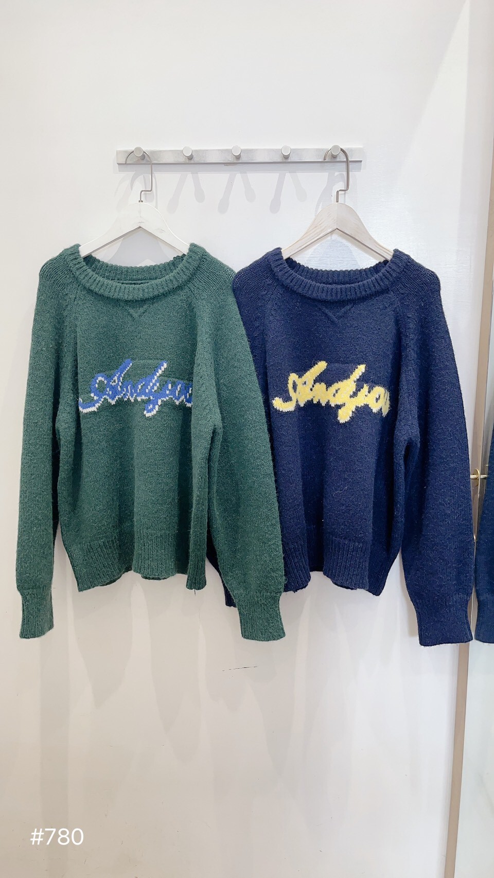 Double-layer letter knit sweater