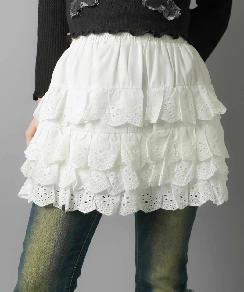 日本預訂 WINTER SALE SS 蕾絲層疊迷你裙/含內襯褲