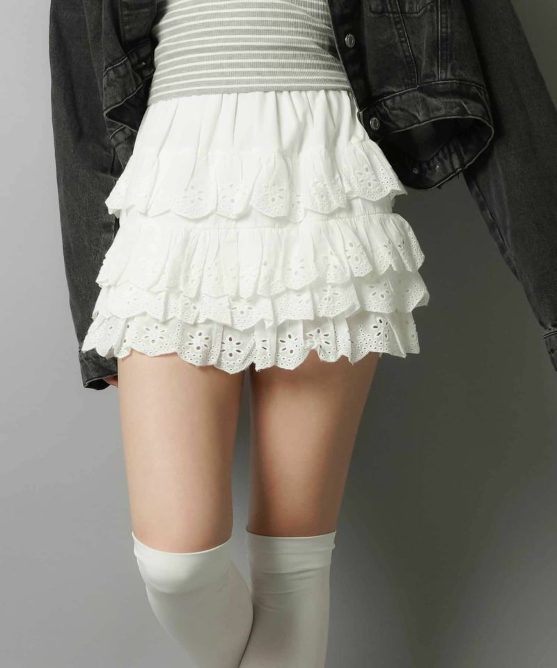 日本預訂 WINTER SALE SS 蕾絲層疊迷你裙/含內襯褲
