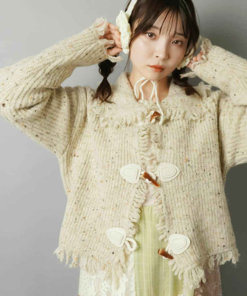 日本預訂 WINTER SALE SS 流蘇針織開襟衫/紐扣/#NEO Mori Girl