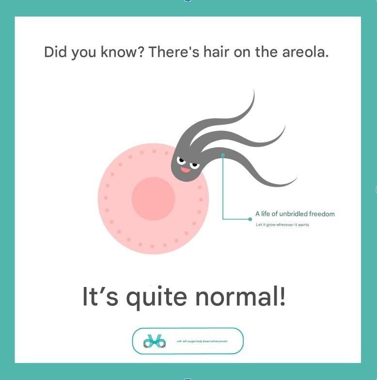 Educational illustration of areola with natural hair growth