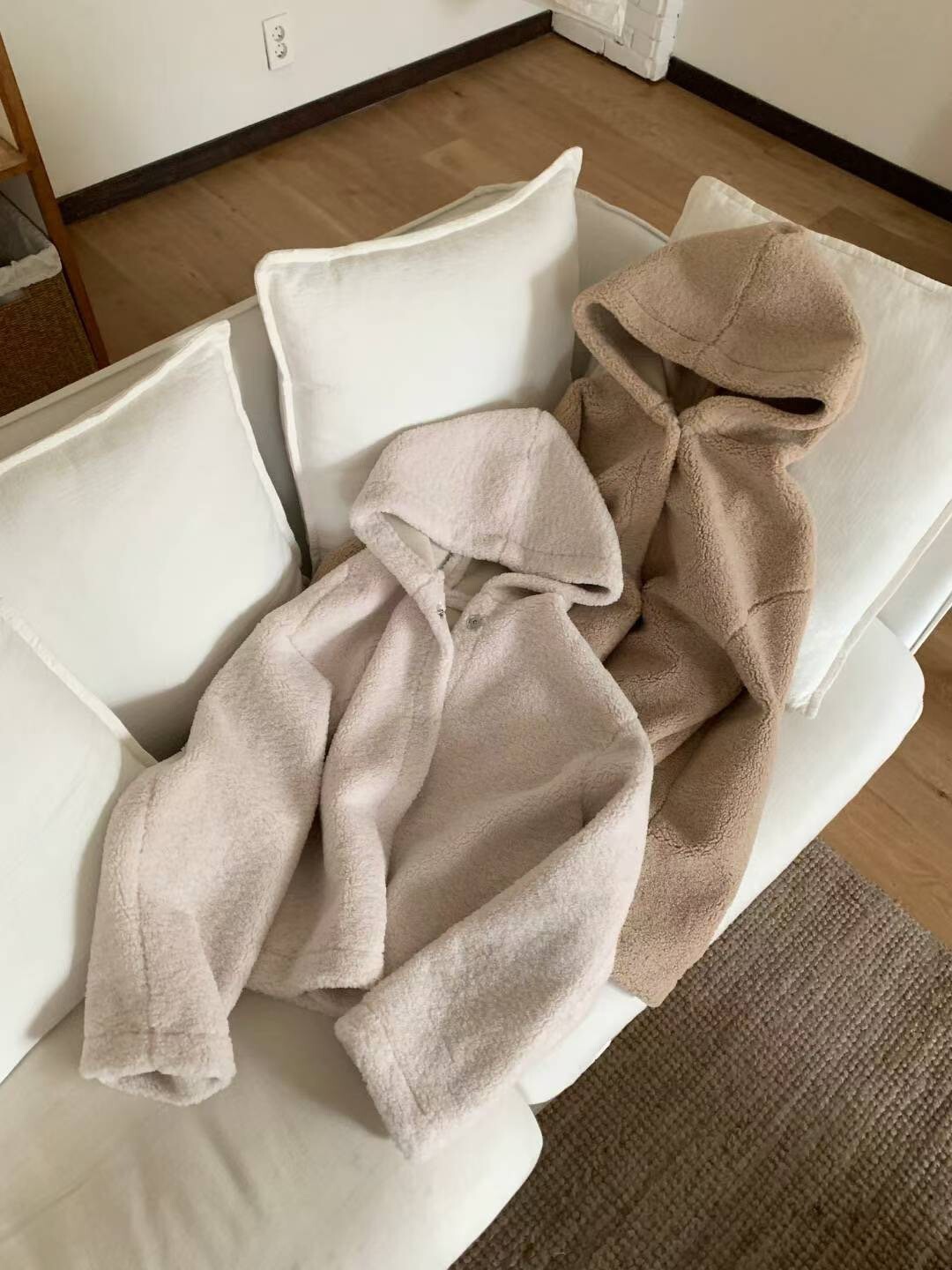 可愛連帽造型QQ毛排釦外套 / 2色