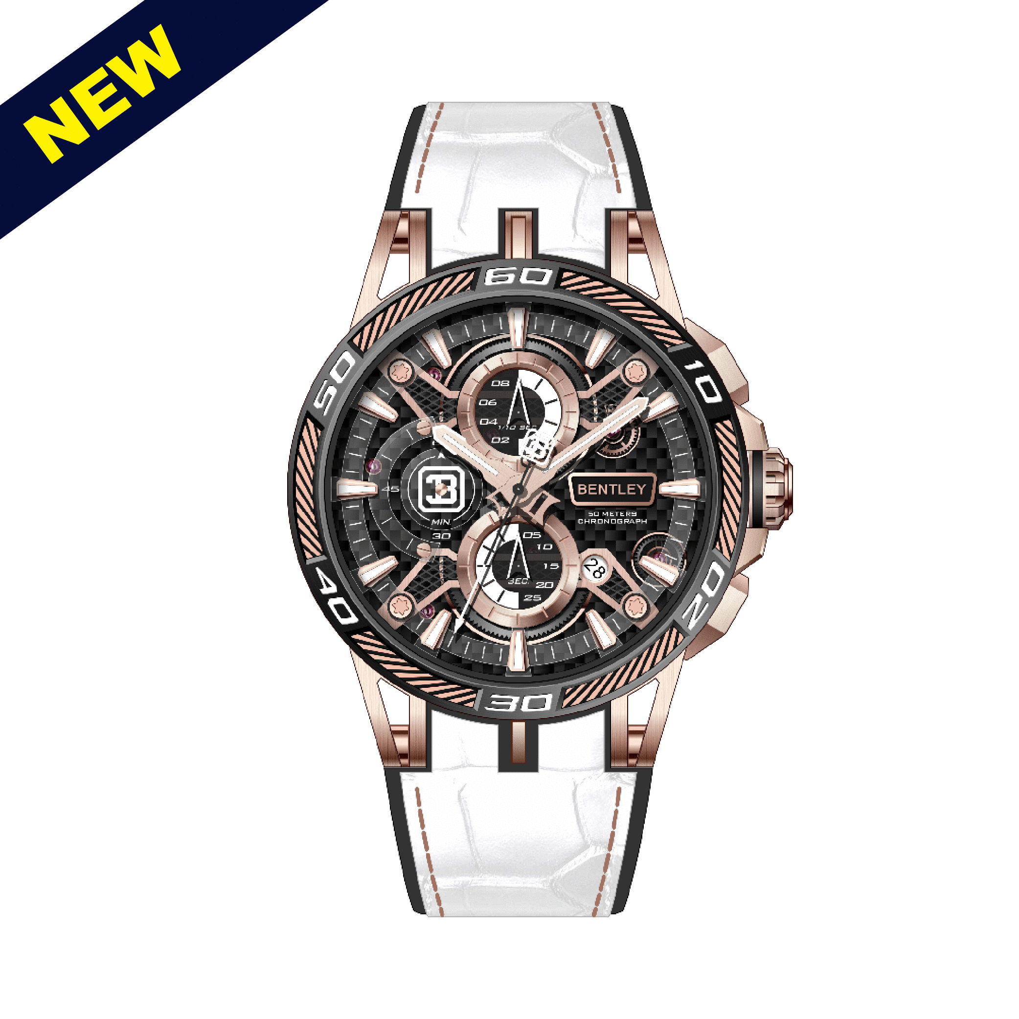 【BENTLEY 賓利】THE OUROBOROS 魅影系列 BL-40 真三眼 牛皮 質感潮流型男 日期 夜光 多彩矽膠 手錶