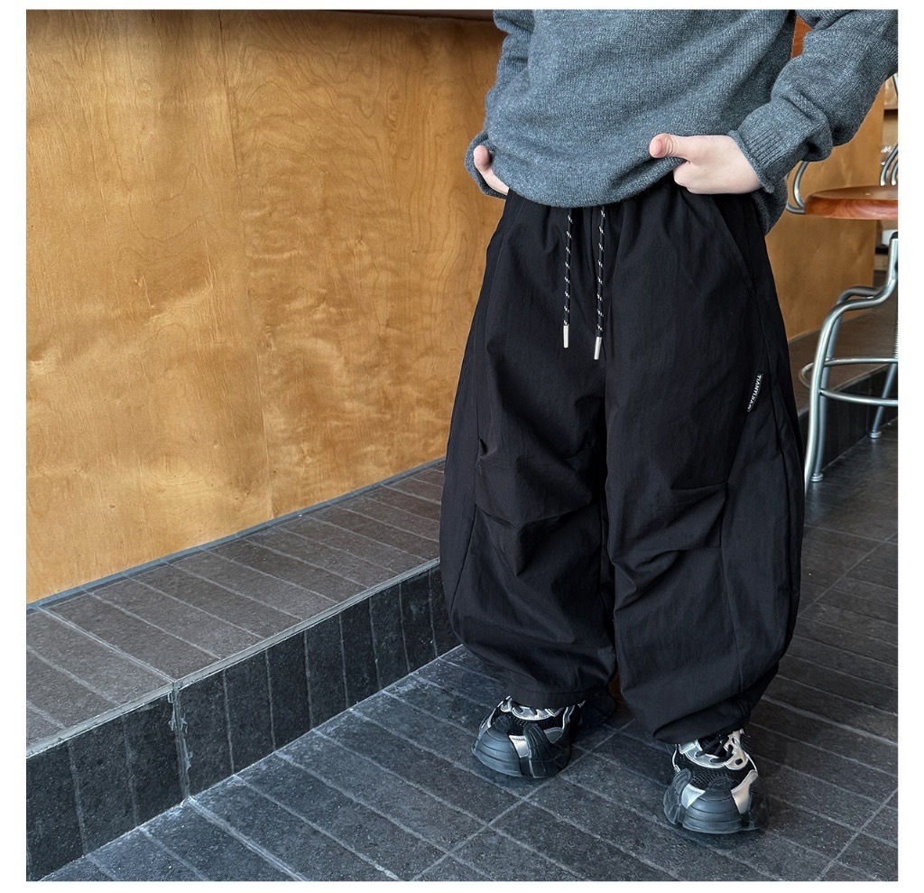 抓褶抽繩綁帶磨毛防風褲 / 2色