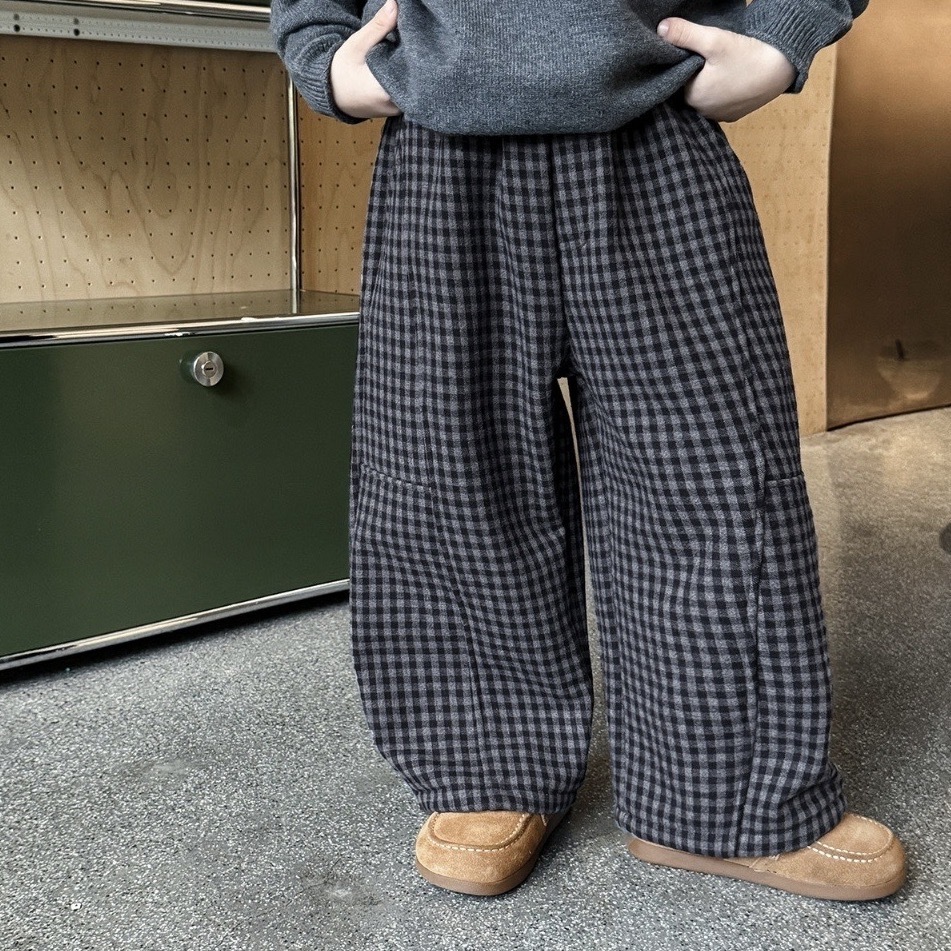 格紋毛呢紳士闊褲