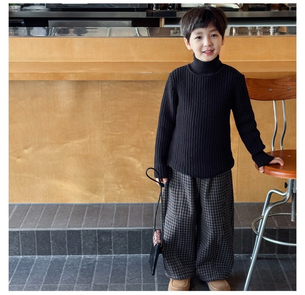 格紋毛呢紳士闊褲