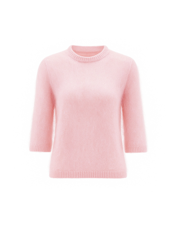 Fabiana Filippi 短毛海圓領短袖上衣(粉)