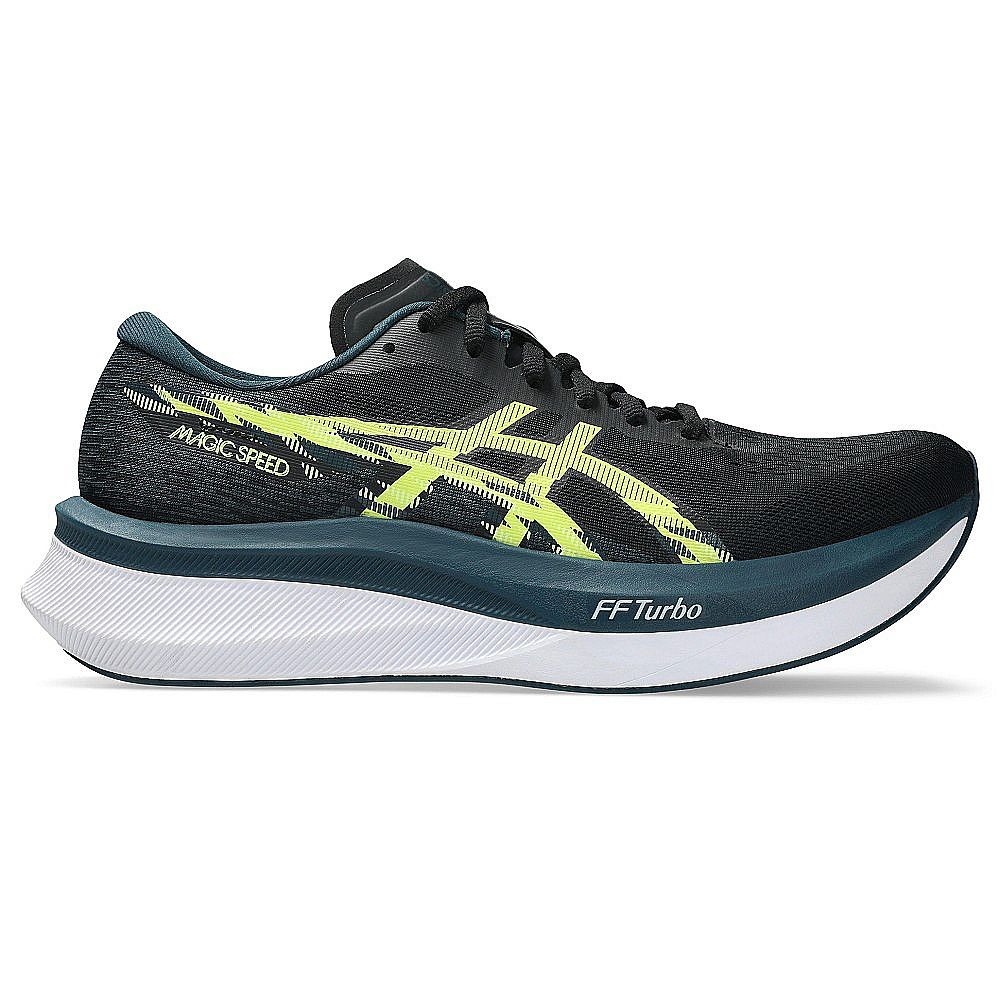 男鞋 ASICS MAGIC SPEED 4 黑綠藍 碳纖維 透氣 回彈 輕量 包覆 競速 慢跑鞋【1011B875-001】