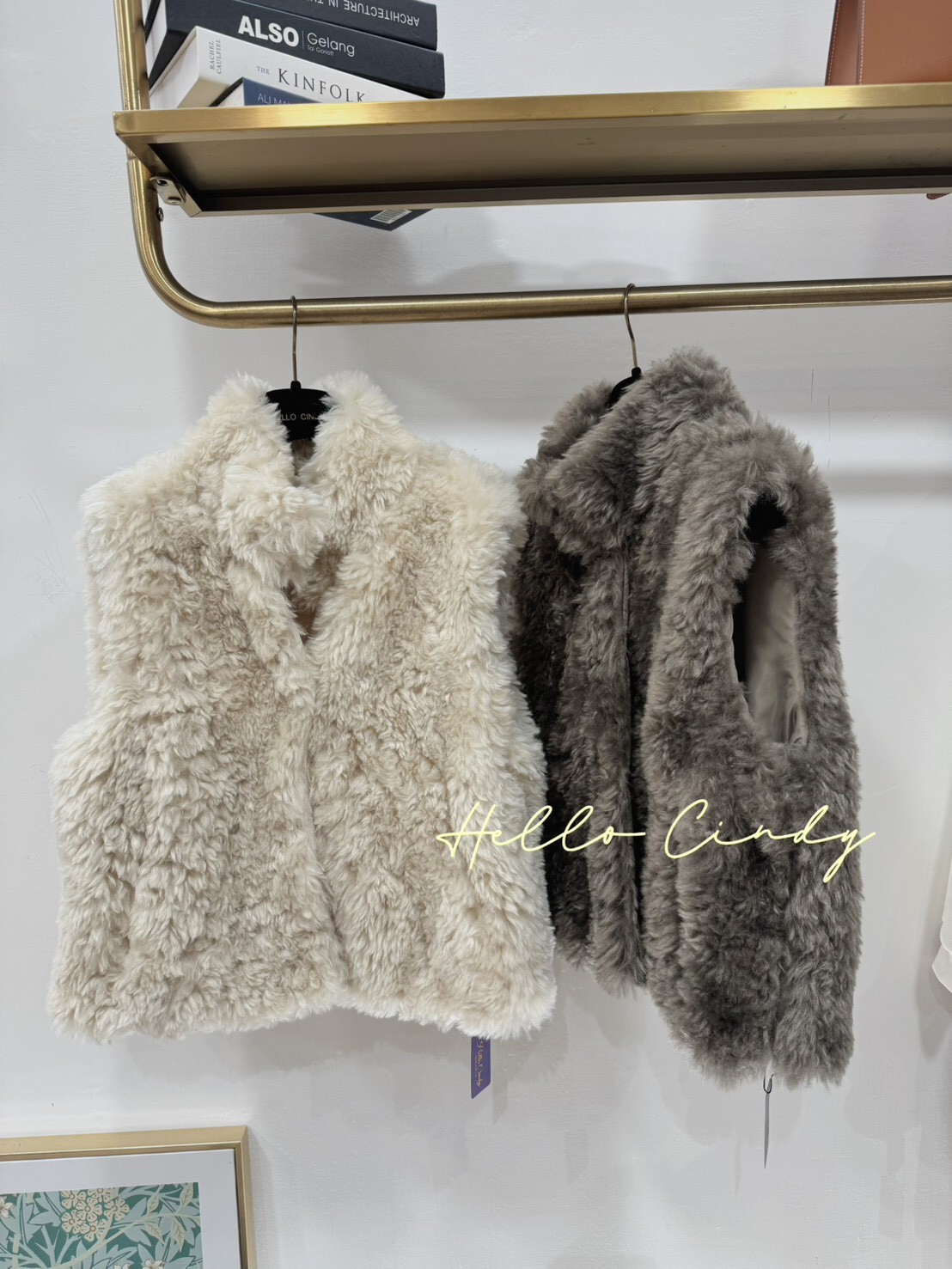 B12166 超可愛的貴婦狗狗毛小立領百搭柔軟毛毛背心