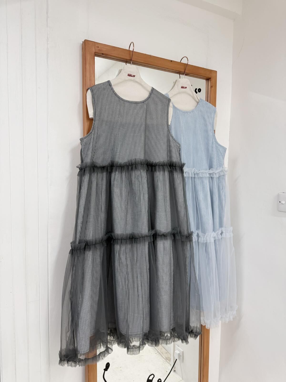 條紋透紗層層背心Onepiece