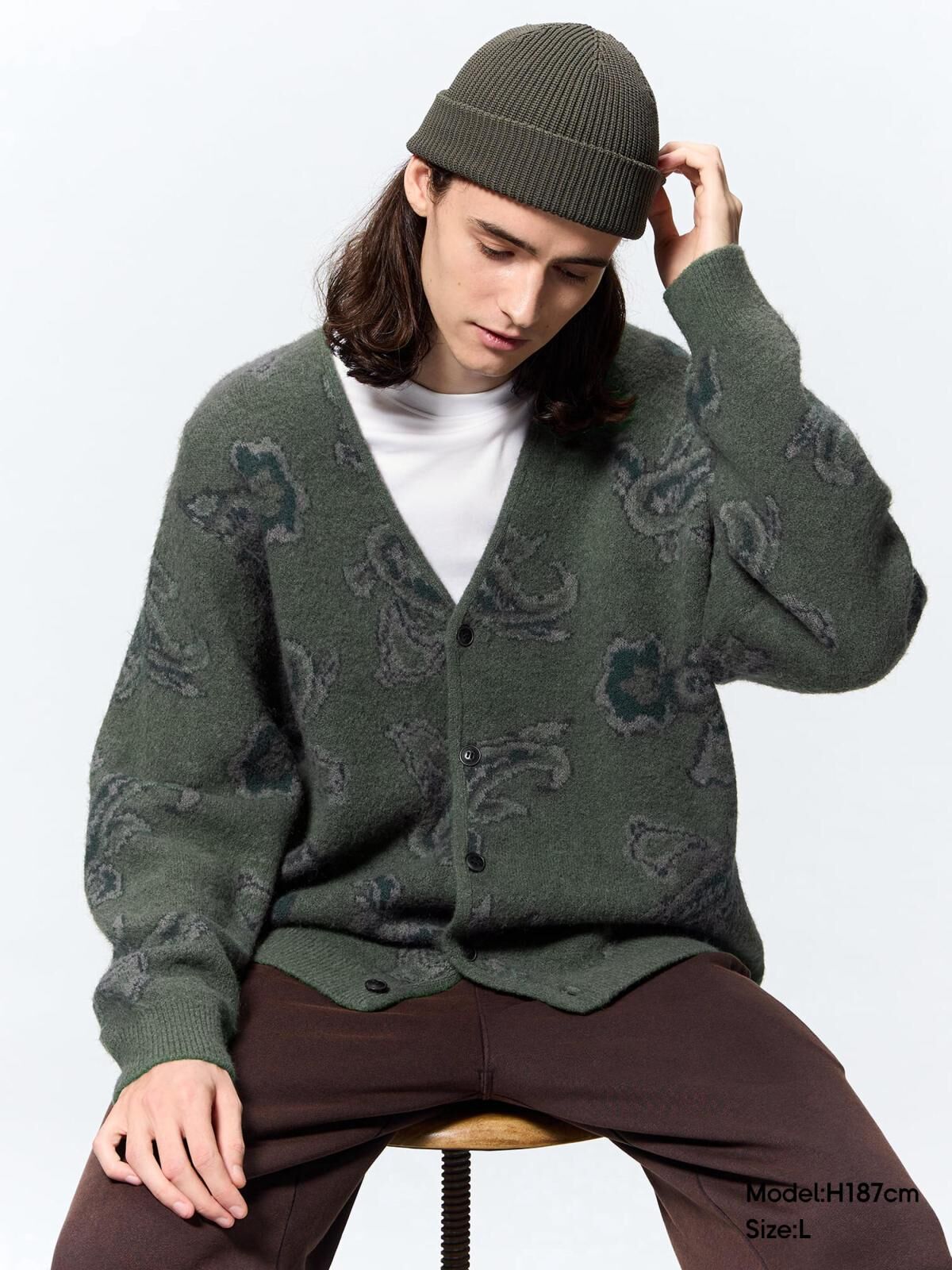 GU・BRUSHY KNITTED 針織V領外套