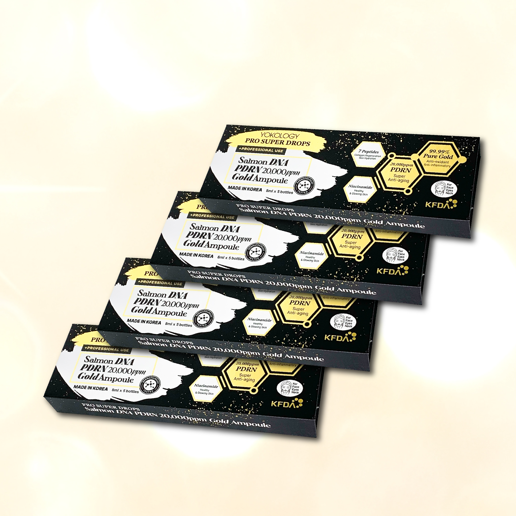 韓國 KFDA認證•「塗抹式」醫美級水光金濃縮安瓶 PDRN x 黃金「小金瓶」(8ml x 5小瓶）/ 4盒（原價：$3,920）