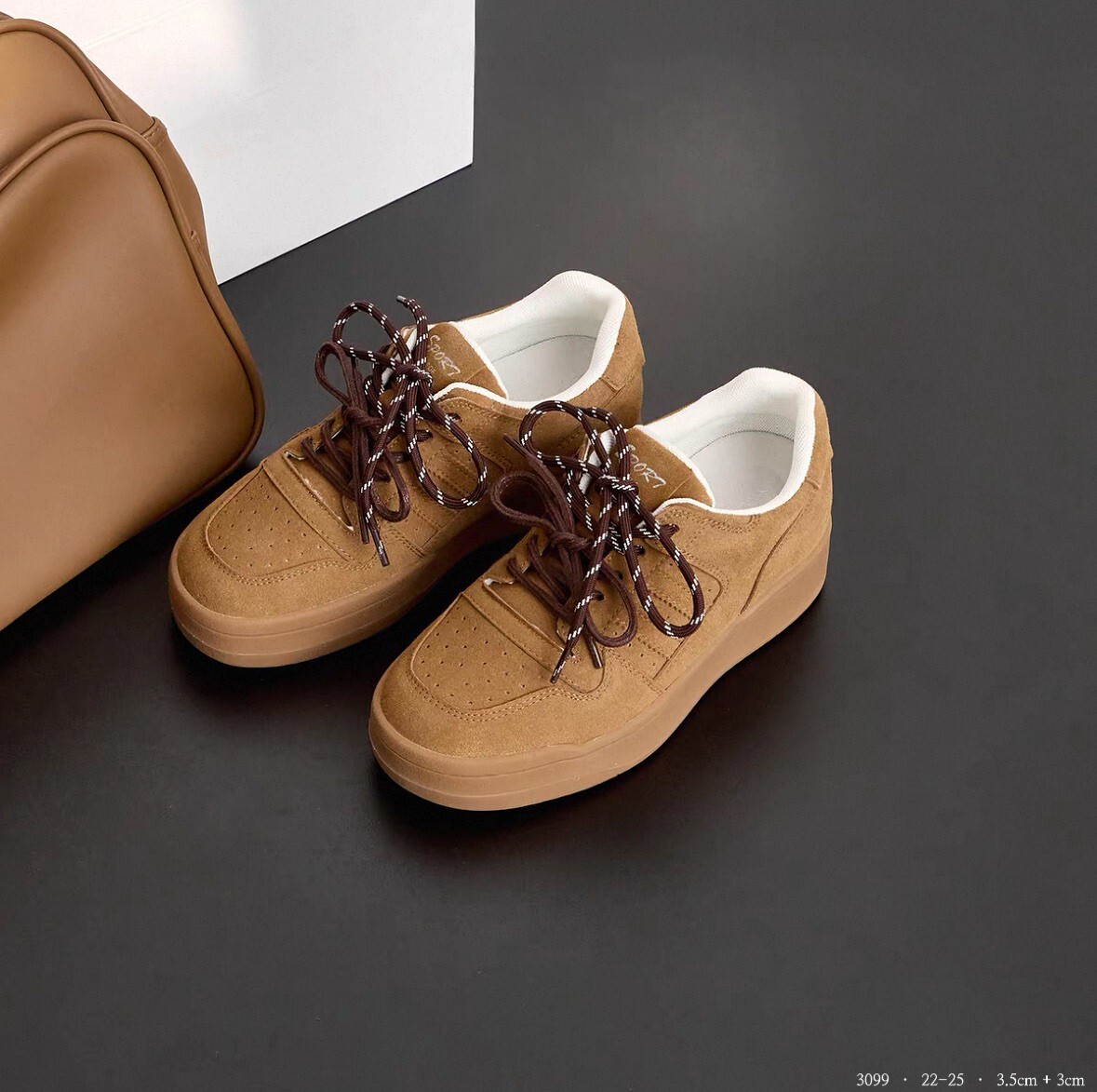 3099-韓國真皮雙繩內增高休閒鞋