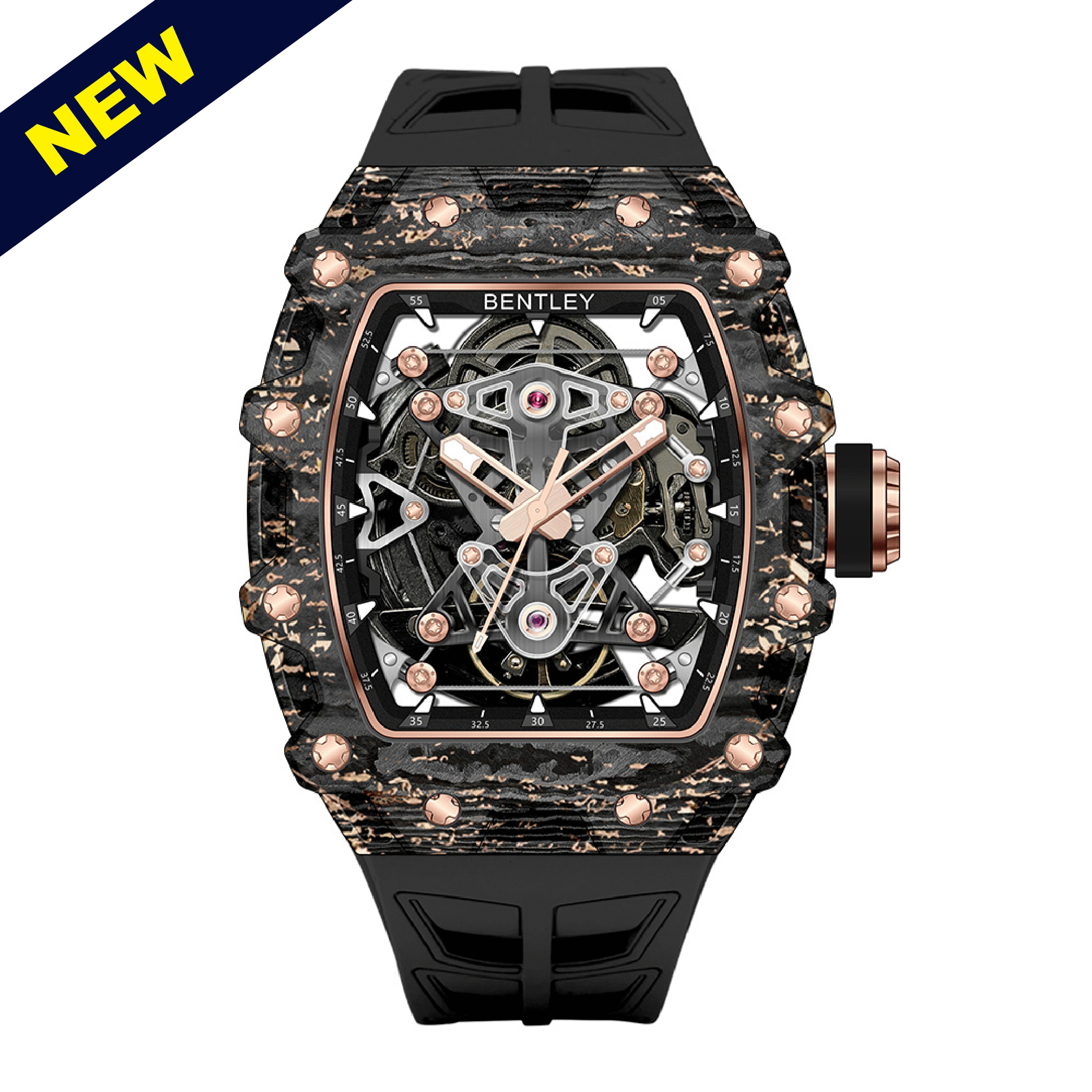 【BENTLEY 賓利】THE VIBRANCE 熾影系列 BL-71 酒桶 碳纖維+鋁合金錶殼 機械 鏤空 夜光 手錶