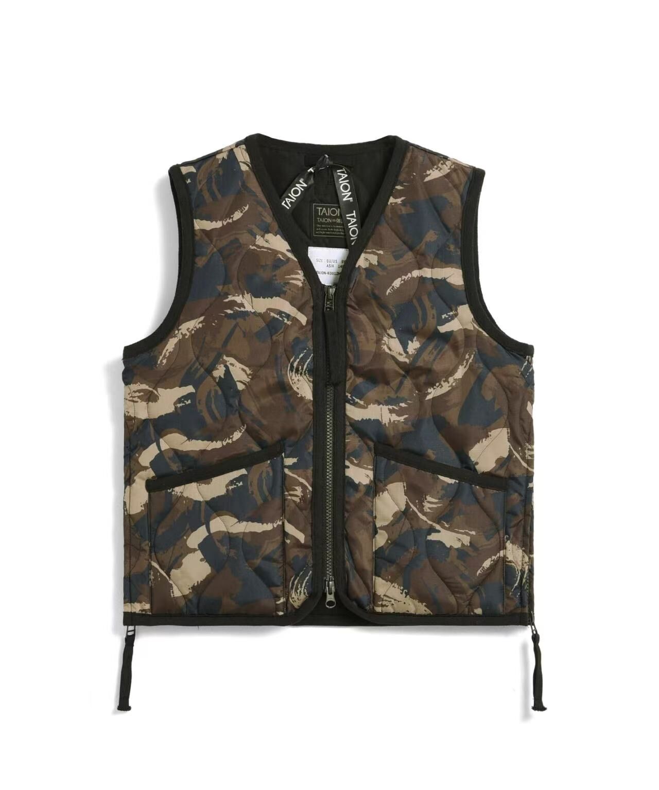 TAION KIDS MILITARY V-NECK ZIP DOWN VEST TAION-K001ZML-1 PAINT CAMO