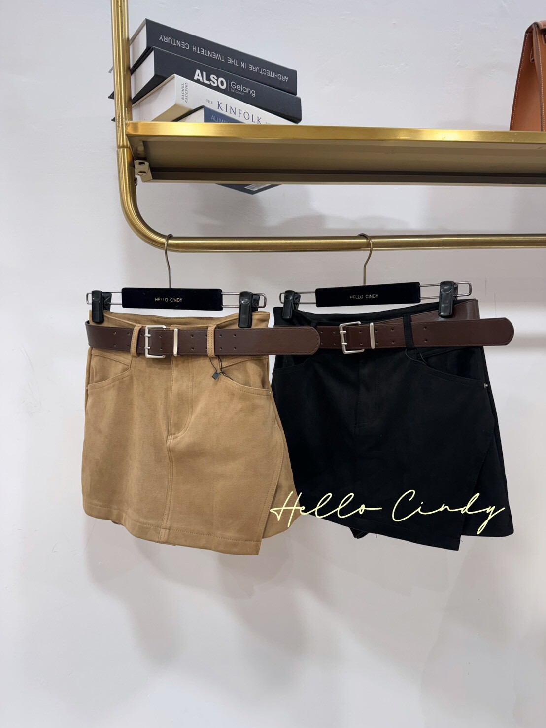 B12150 超顯瘦腿長長的麂皮短褲裙