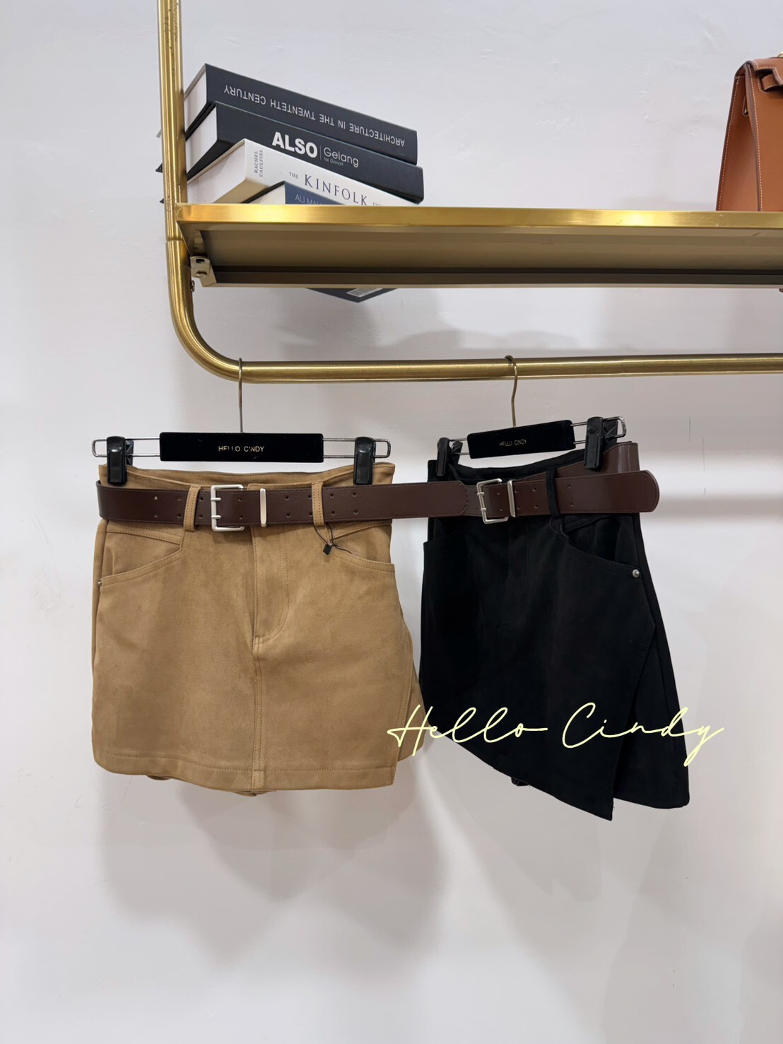 B12150 超顯瘦腿長長的麂皮短褲裙