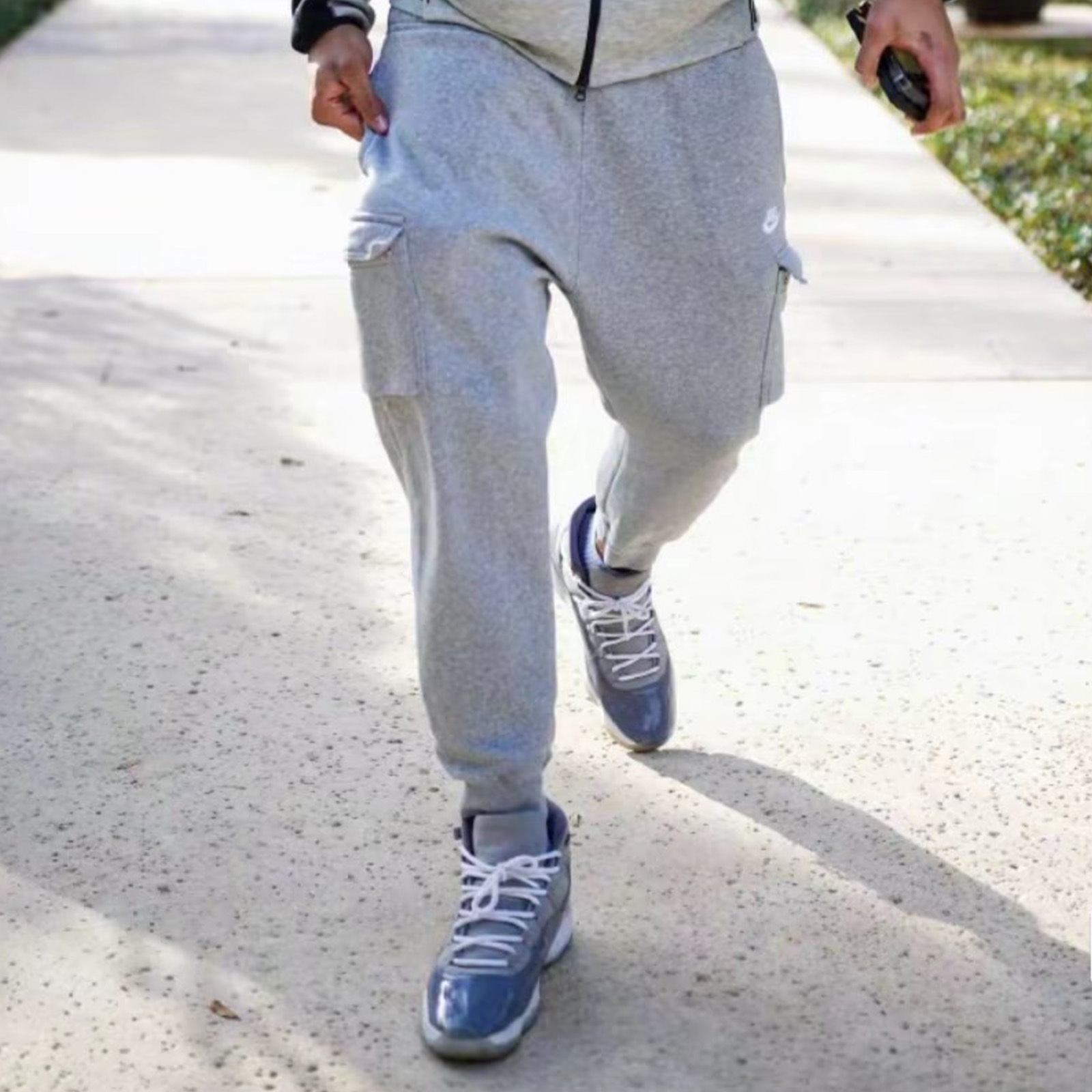 NIKE 刺繡工裝棉褲 大口袋 內刷毛 縮口運動棉褲 CD3130-010-063