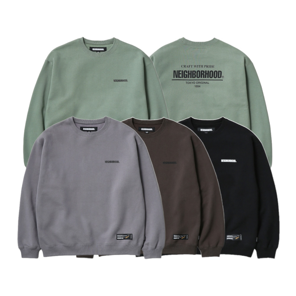 NEIGHBORHOOD PLAIN SWEAT CREWNECK 大學T 黑色 / 咖啡 / 深綠 / 灰色 252UWNH-CSM04