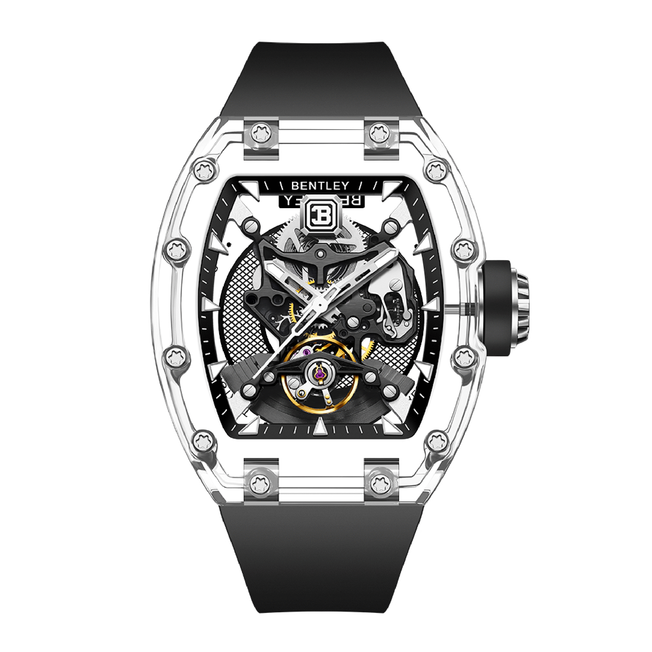 【BENTLEY 賓利】 THE LUMINA 幻影系列 BL-70 自動上鍊 透明水晶錶殼 鏤空 氟矽膠 夜光 機械 手錶