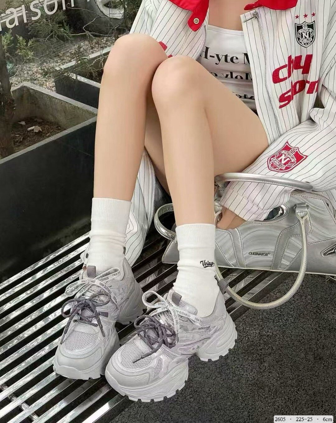 2605韓國真皮網面拼接老爹鞋