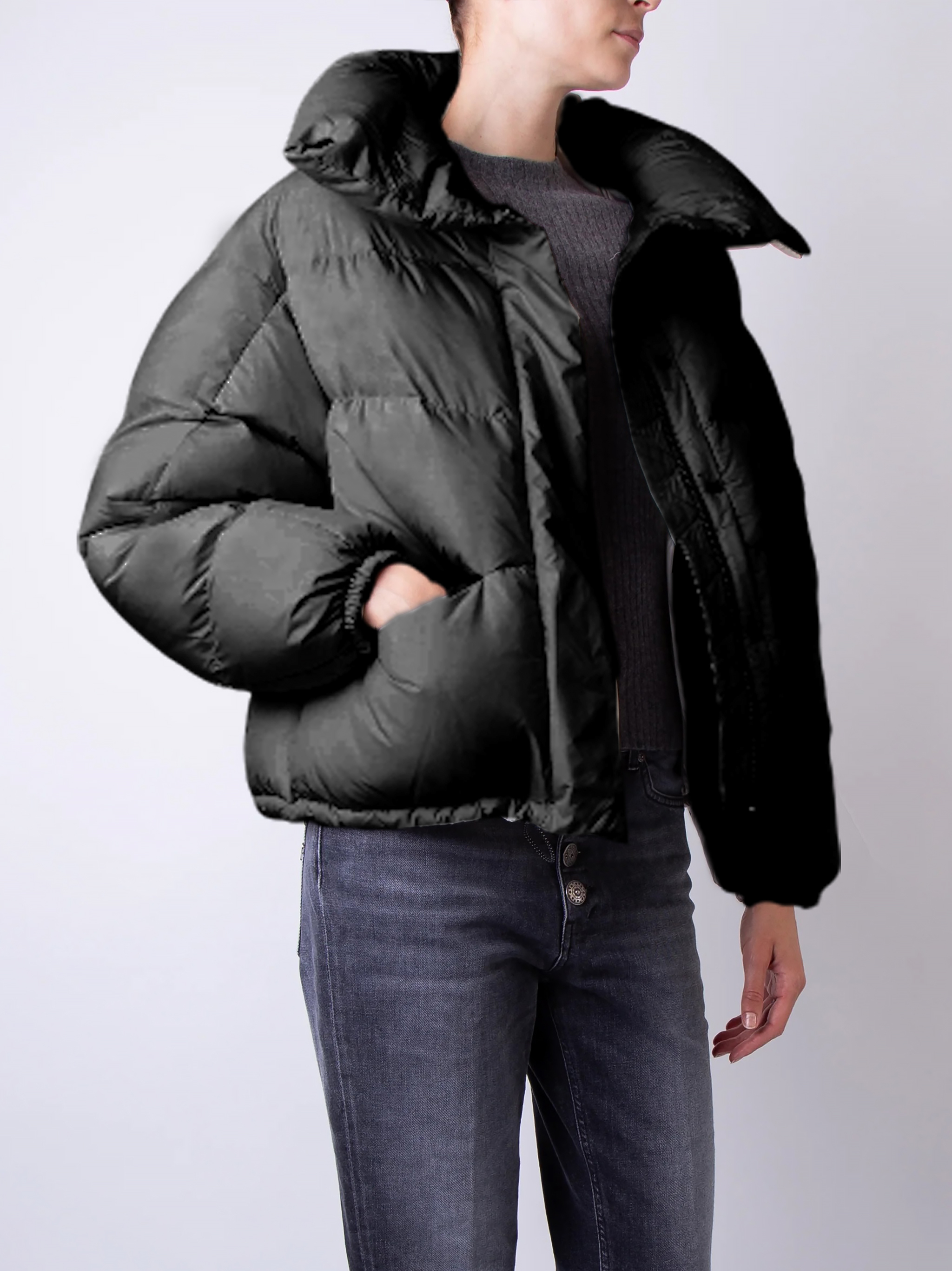 Ahirain 高領短羽絨外套(深灰)