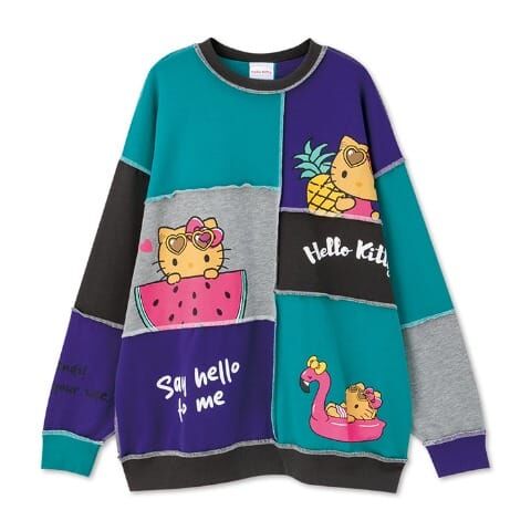 26003-KT Sanrio Hello Kitty 日燒拼布風過頭笠 #JP-SM25-313BK