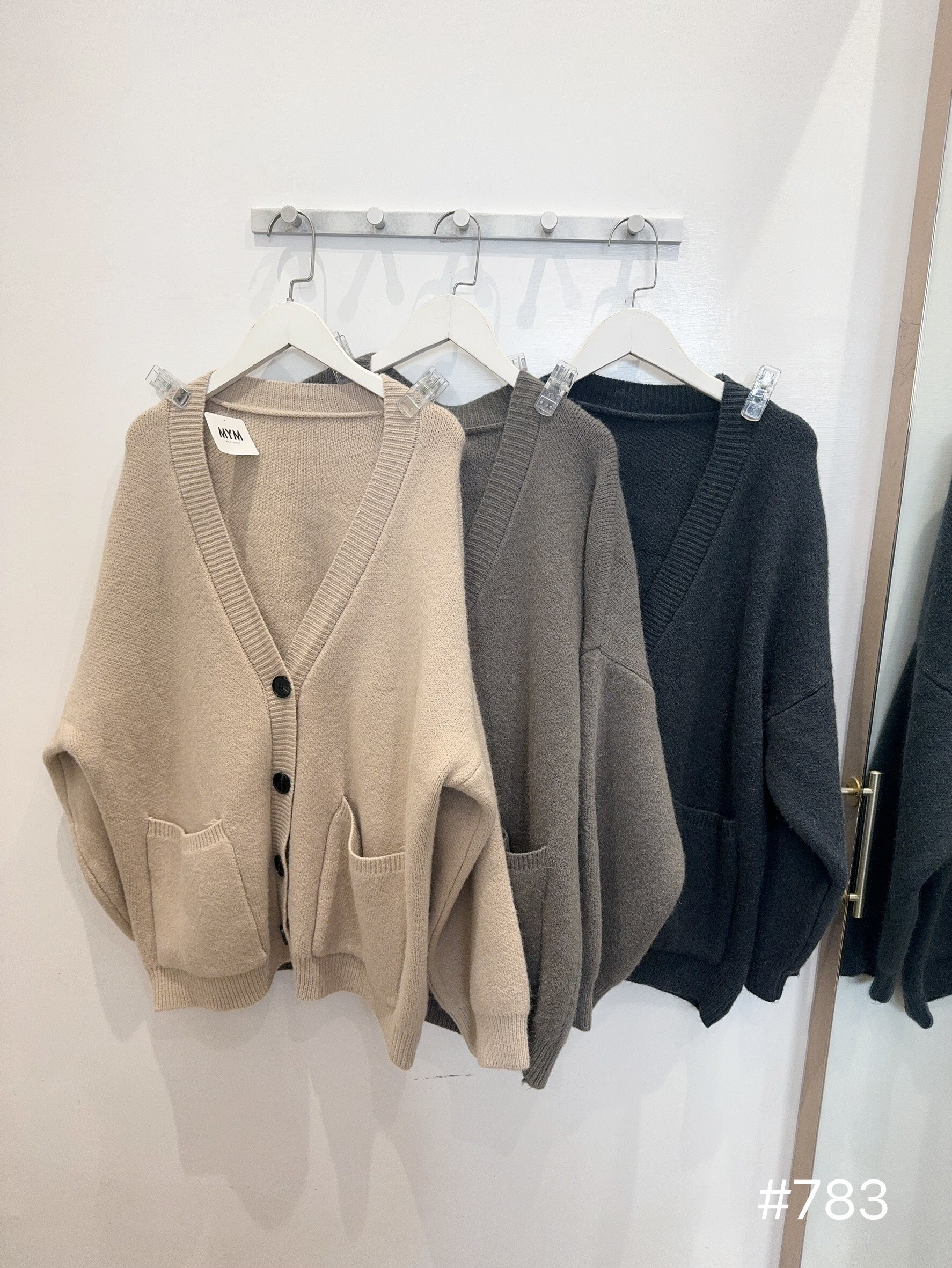 雙口袋v領針織外套s