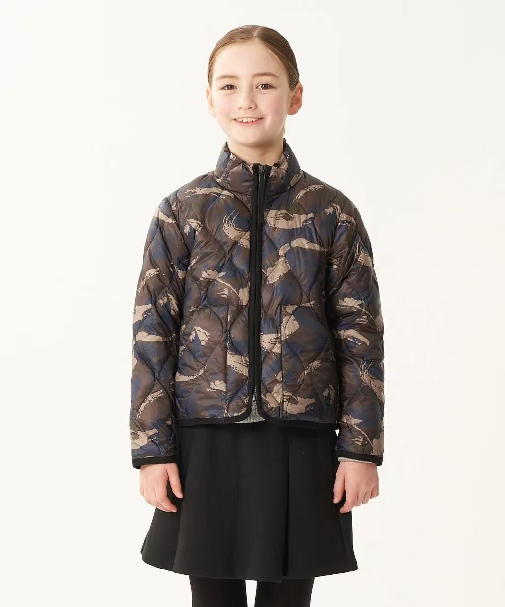 TAION KIDS MILITARY HIGH NECK DOUBLE ZIP DOWN JACKET TAION-K102ALSZML-1 PAINT CAMO