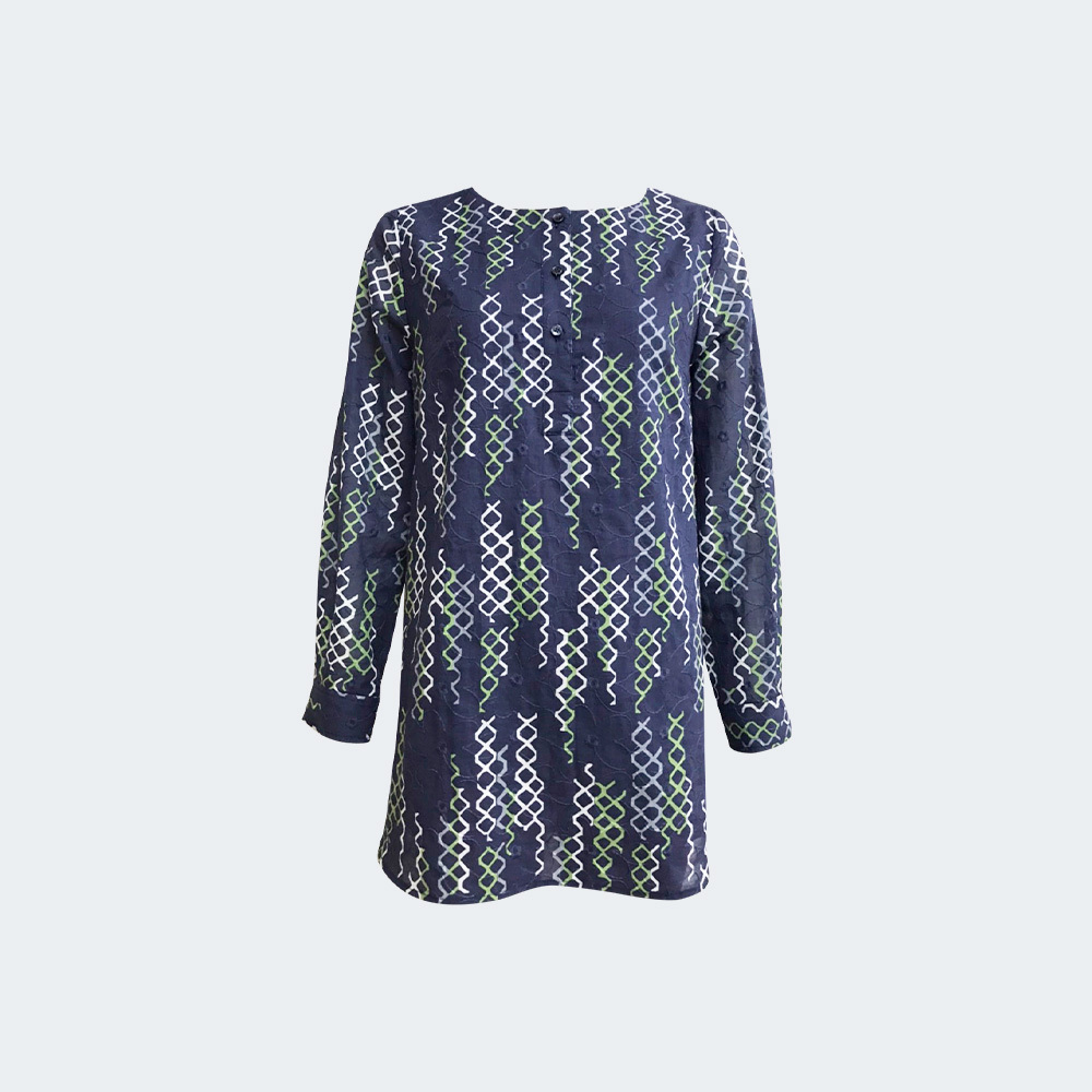 純棉澳洲印花 半開襟長袖上衣