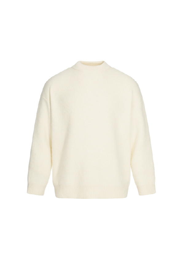 - SIMPLEACTION - 復古純色針織圓領毛衣