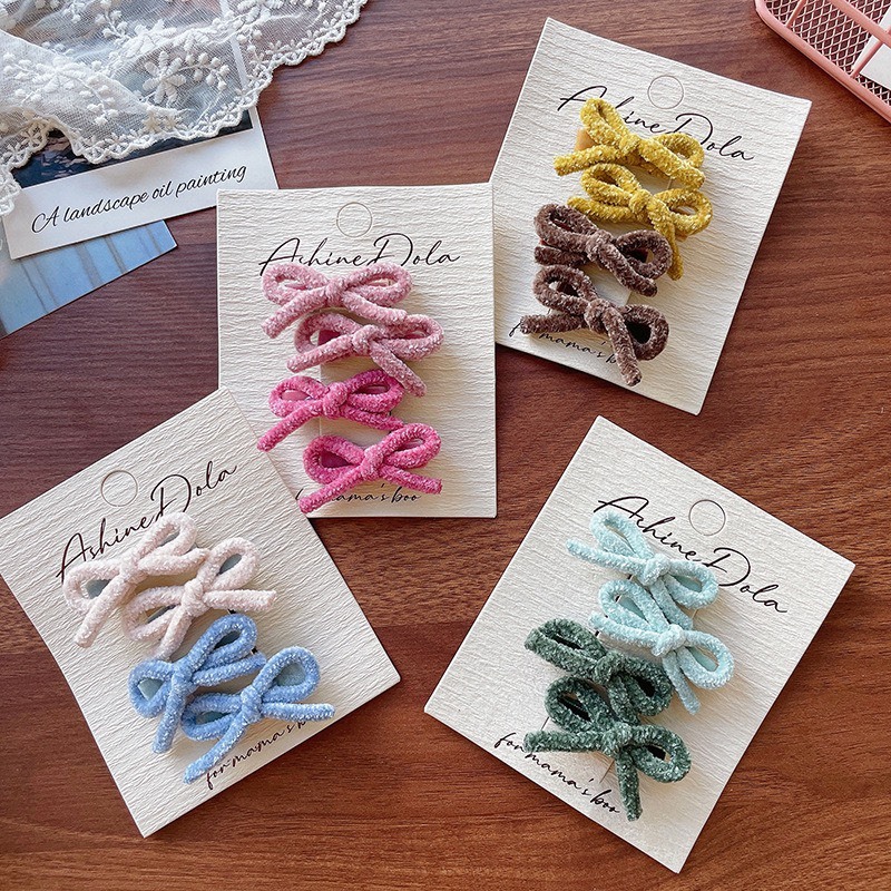 毛絨蝴蝶結髮夾