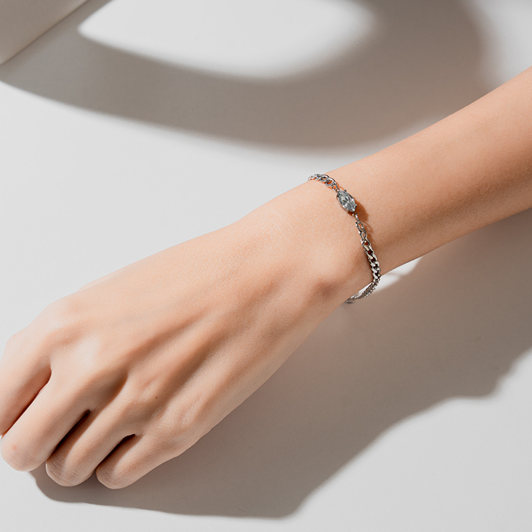 miramira微光｜鎖光鋯石個性手鍊C0653-銀90302