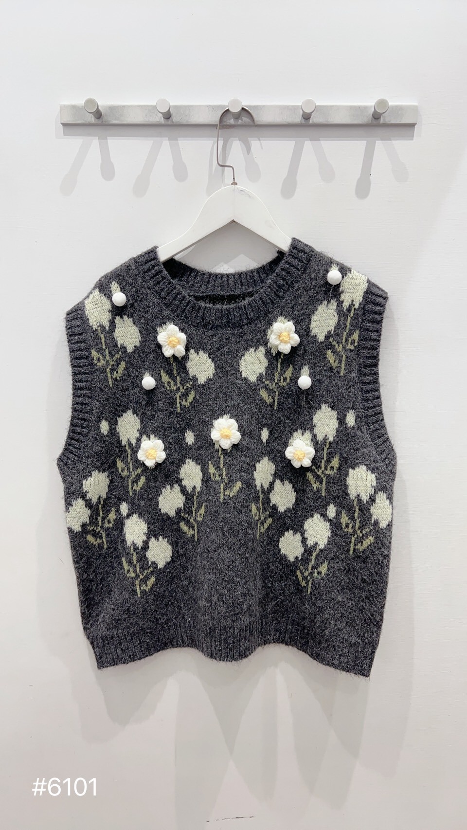 立體繡花針織背心s