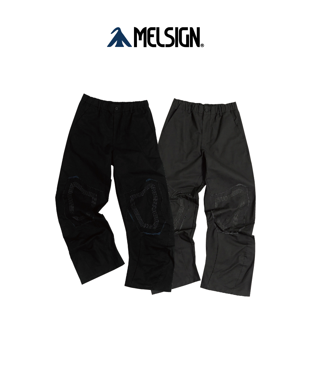 MELSIGN 繭狀旋渦狀車線長褲 黑/灰 25 A/W Patch Curved Pants