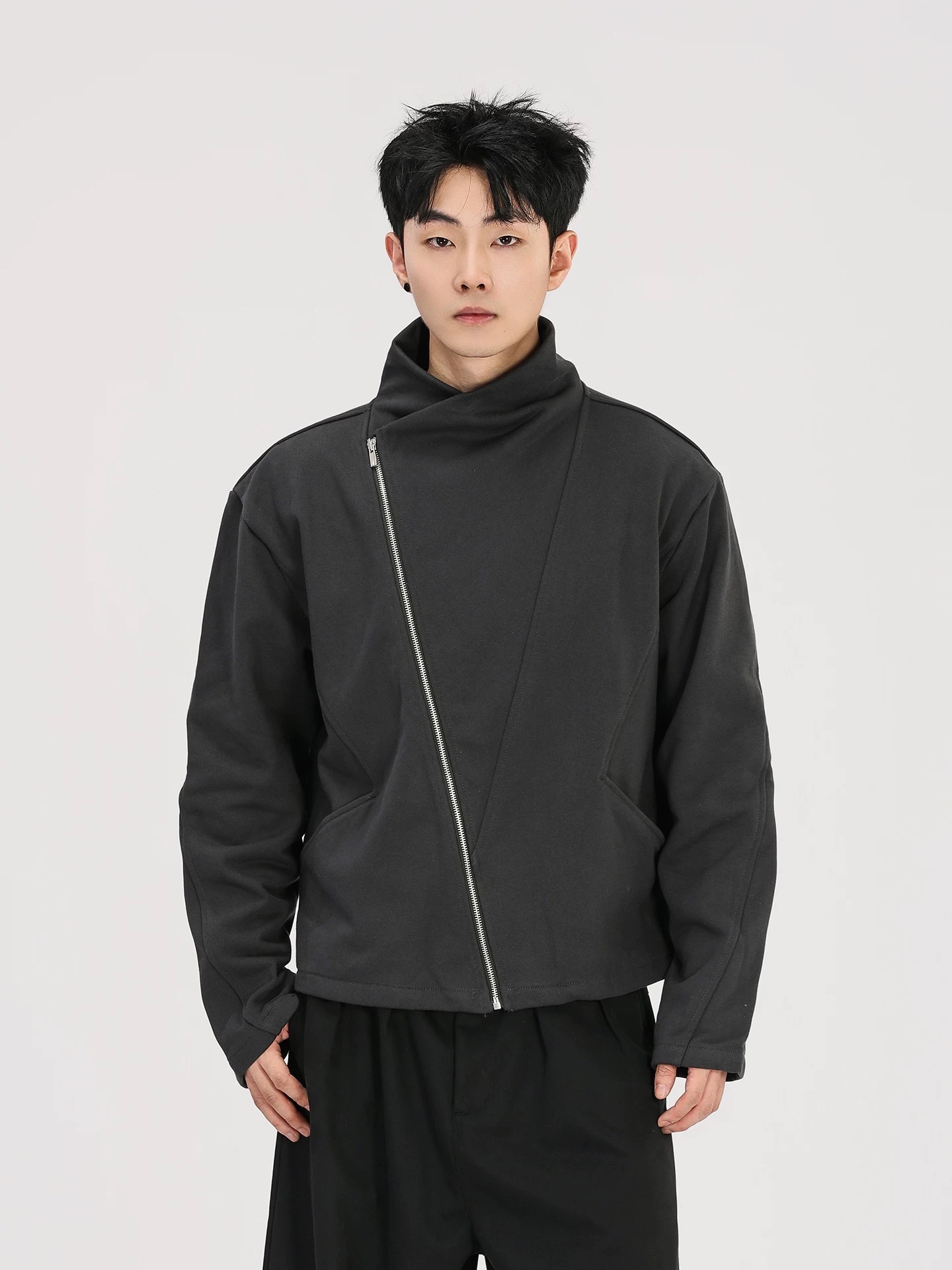 - SIMPLEACTION - 美式cleanfit斜拉鏈外套