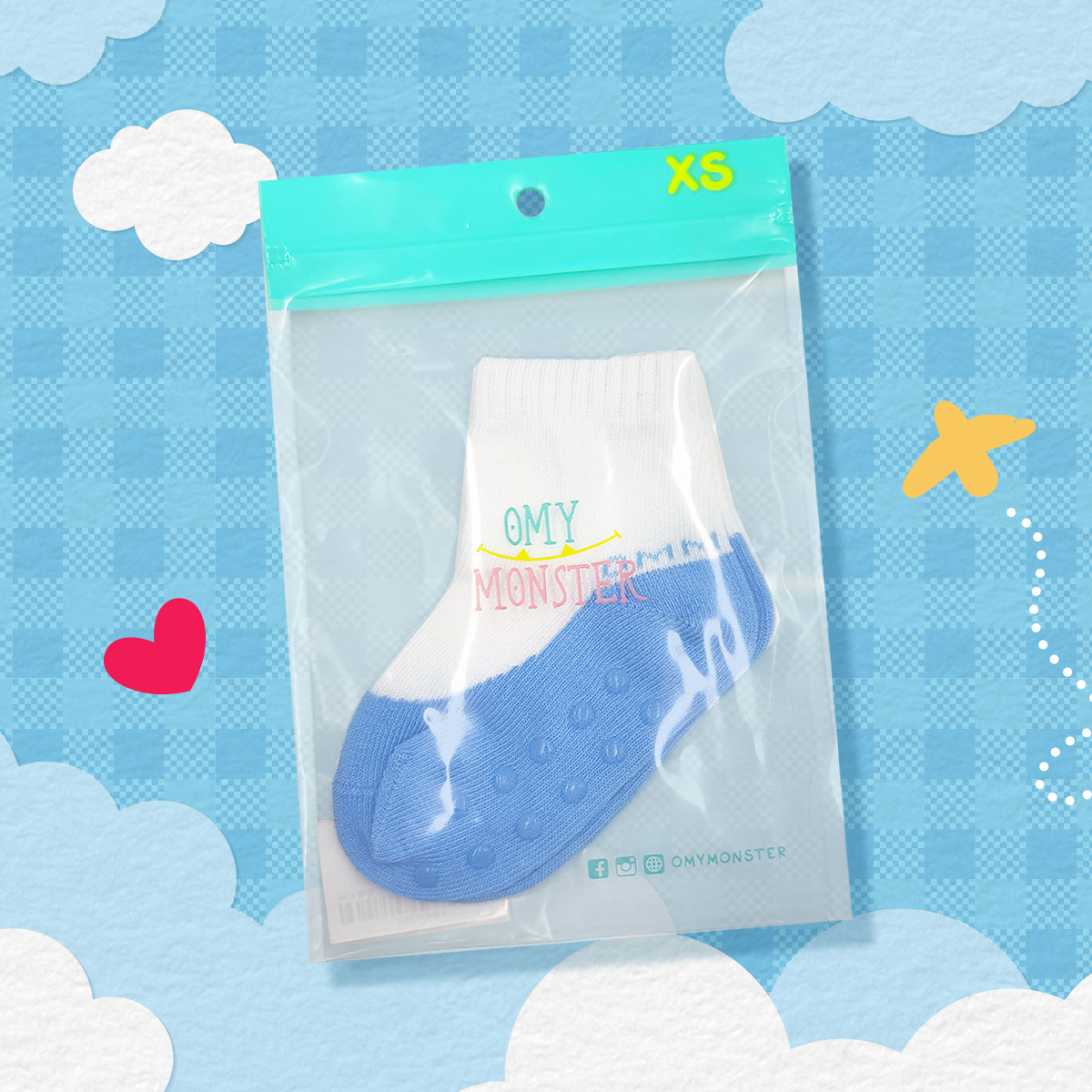 天藍百搭造型襪子