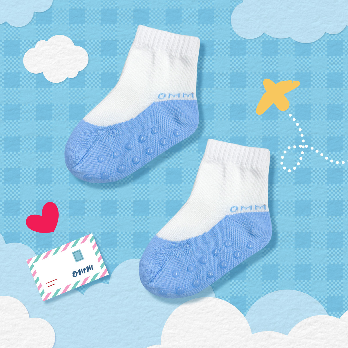 天藍百搭造型襪子