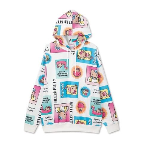 26005-KT Sanrio Hello Kitty 日燒總印花狂歡連帽衛衣 白色 #JP-SM25-211WH