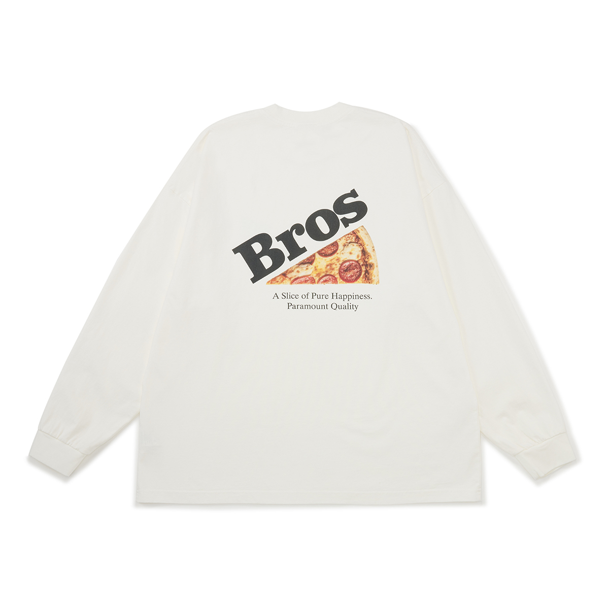 Broshood 日系寬鬆沙洗做舊披薩直噴印花圓領長袖Tee 25AW0502