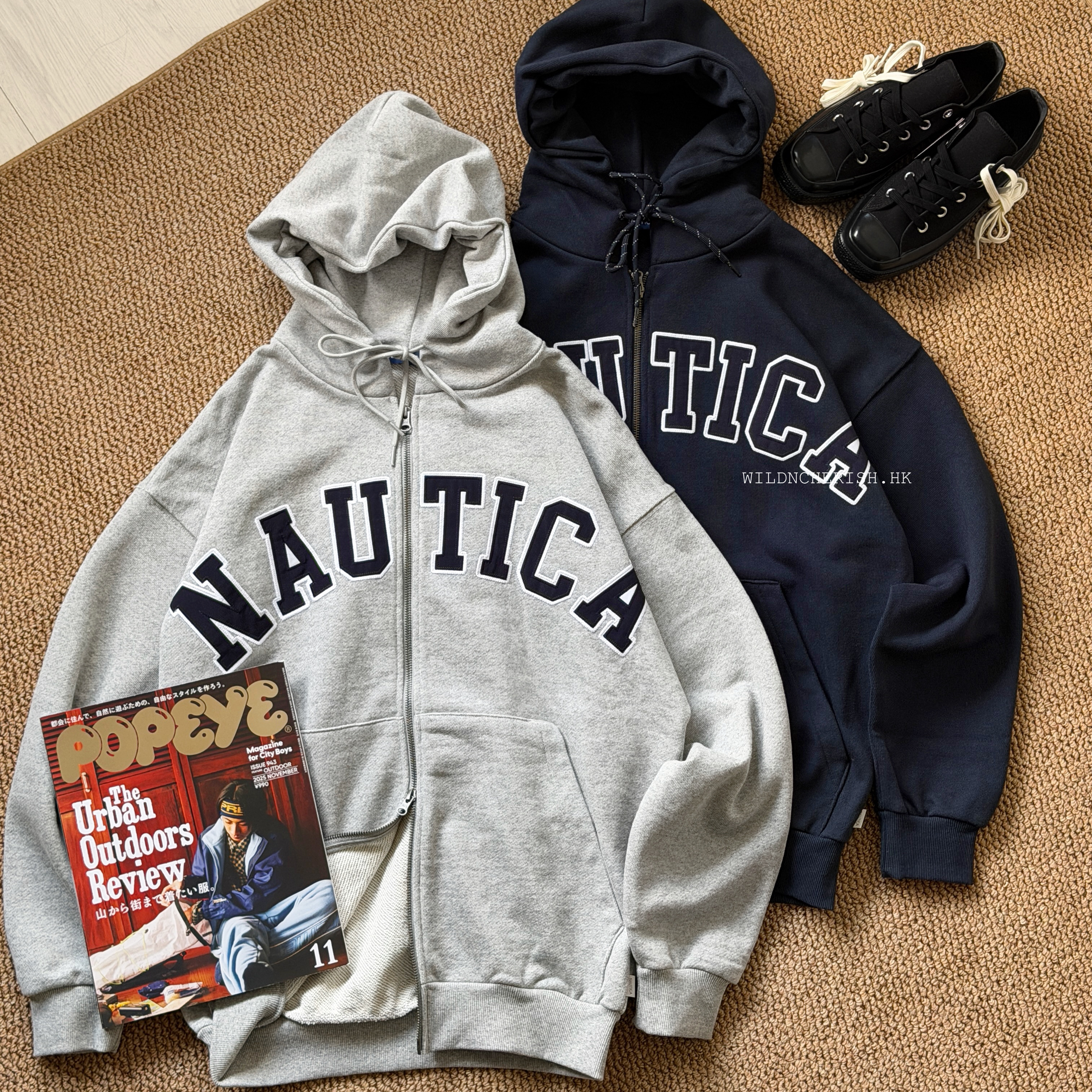 現貨 | Nautica Japan Arch Logo Sweat Zip Hoodie 厚磅寬鬆 外套