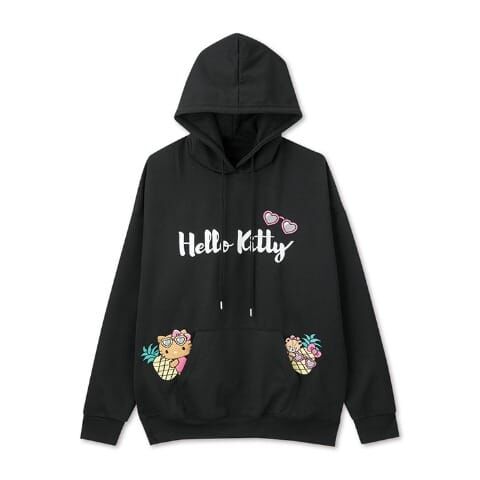 26006-KT Sanrio Hello Kitty 愛吃菠蘿連帽衛衣 黑色 #JP-SM25-213BK