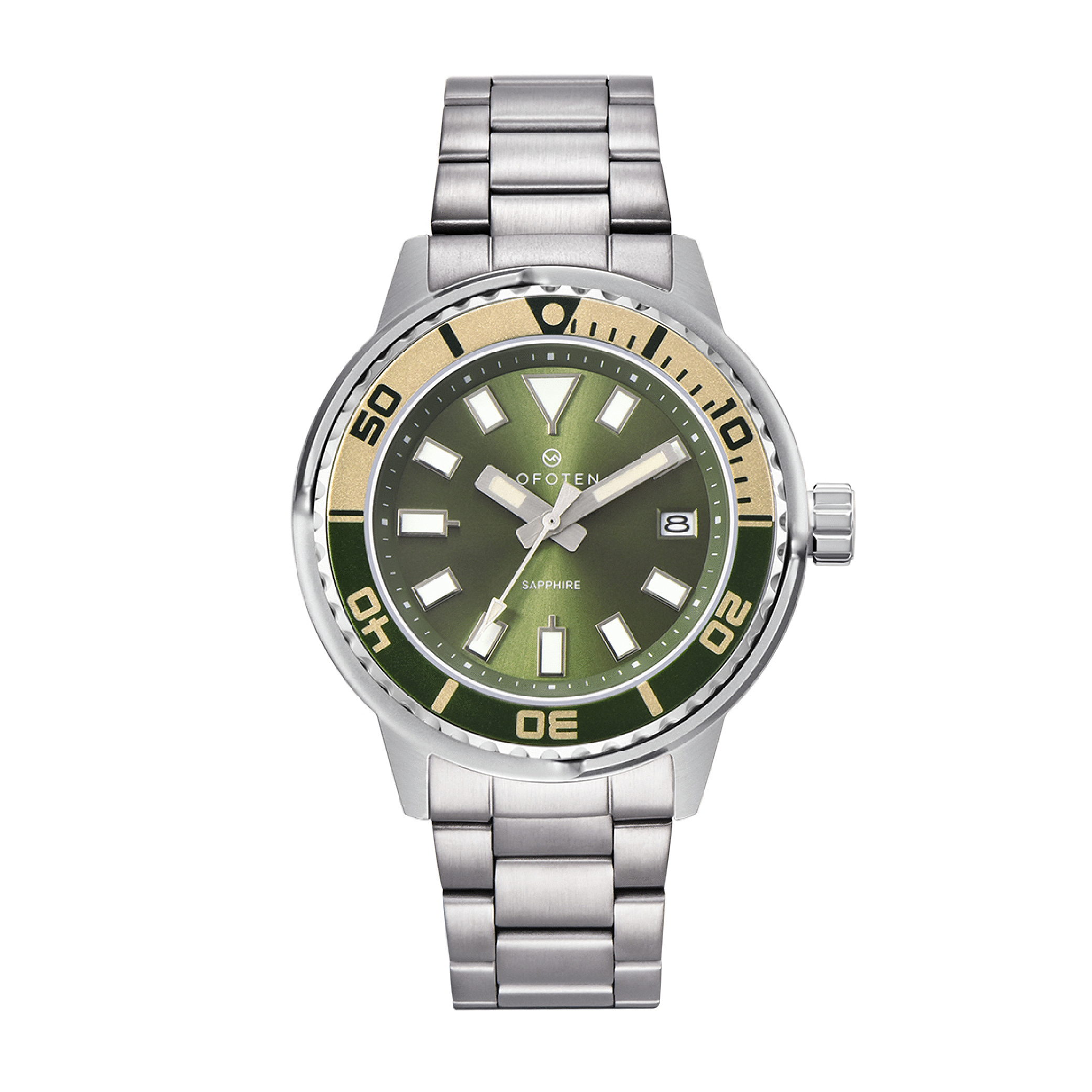 【Lofoten 羅斐頓】F-6528M* 經典簡約石英錶｜藍寶石鏡面・夜光刻度・日期顯示・可旋轉錶圈・不鏽鋼錶帶